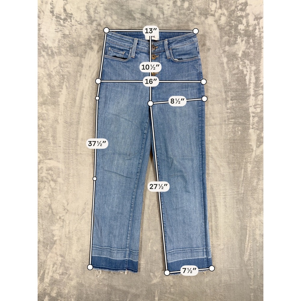 PAIGE Atley Ankle Flare Jeans Women's Size 26 Blue Light Wash Denim Button Fly - Picture 6 of 7